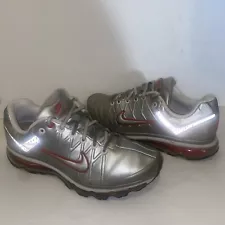 Nike Air Max 2009 Leather Silver Red Size 10.5 366718-002