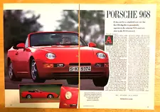 1991 PORSCHE 968 CABRIOLET—ORIGINAL 5 PAGE ROAD TEST & TECHNICAL DATA ARTICLE