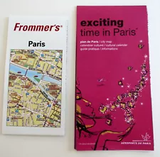 Lot of 2 PARIS FRANCE MAPS Frommer's & Cultural Places VG CONDITION Montemarte