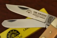 GERMAN EYE BRAND CARL SCHLIEPER YELLOW TRAPPER KNIFE GEJY SOLINGEN GERMANY