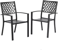 2 PC Stackable Metal Patio Outdoor Bistro Dining Chairs Backyard Lawn Heavy Duty