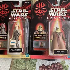 RARE Star Wars Ep1 Action Figures Jar Jar Binks & Boss Nass CommTech Chip Japan