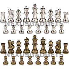 Ozar Chess PIECES ONLY Metal Set, MEDIUM 2.5 Inch King, EXTRA QUEENS, NO BOARD