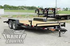 NEW 2024 7 X 18 7K Heavy Duty Wood Deck Car Hauler Equipment Trailer w/ Ramps