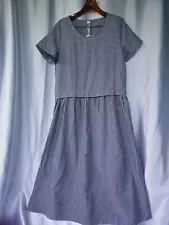 Amish/Mennonite dress M /L Charcoal &White Striped B 38" W 36" L 50"