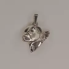 Large Sterling Silver Pit Bull Terrier / AM Staff Angel Pendant