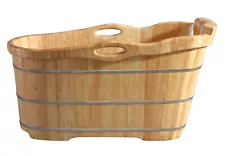 ALFI brand AB1187 57" Free Standing Wooden Soaking Bathtub with Headrest