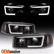 For 99-06 GMC Yukon Sierra 1500/2500 HD/3500 Black LED Tube Projector Headlights (For: More than one vehicle)