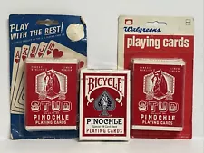 Vintage Pinochle Playing Cards Stud Walgreens Cards STUD Sealed On Card 3 Sets