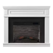 StyleWell Freestanding Electric Fireplace Mantel 50" Adjustable Thermostat White