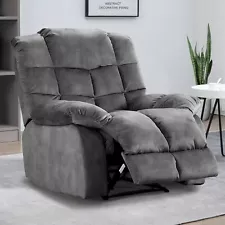 Oversized manual recliner with breathable fabric and overstuffed back and arms