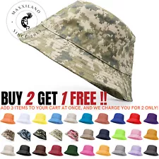 Bucket Hat Cap Cotton Fishing Boonie Brim Visor Sun Summer Men Women Camping