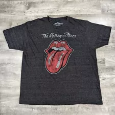 Rolling Stones Tshirt Men's 2XL Charcoal Gray Mick Jagger Rock Band Biker Grunge