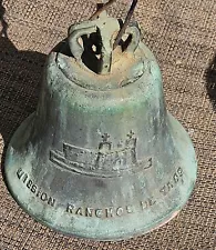 Antique brass or bronze bell, Mission Ranchos De Taos, 5 1/2" Tall.