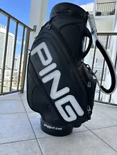 Ping Staff Pro Golf Club Bag 3 - Way Divider Black/White Leather