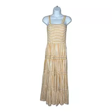 Petal + Pup Maxi Dress Womens Small Tiered Smocked Striped Flowy Boho Yellow