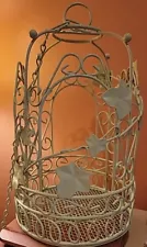 12" Decor Mint Green Metal Bird Cage for Flower, Plant,or Candle