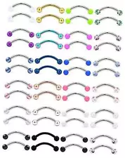 48PCS 16G Surgical Steel Snake Eyes Tongue Ring Curved 16g, 48pcs, 12mm(1/2")