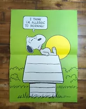 Vintage 1958 Snoopy Sleeping Poster 14" x 19.5" Peanuts Schulz Green