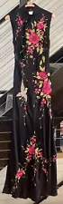 Vtg Sue Wong Nocturne Silk Gown Y2K Asian Floral Embroidered Beaded Whimsygoth