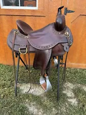 NO RESERVE 17" Circle Y All Around Ranch Barrel Trail Saddle Leather Flex Tree