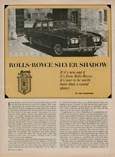 1966 Rolls-Royce Silver Shadow New Car Smaller than Cloud Casual 5 Pg Road Test