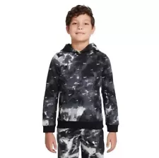 Nike Boys Sportswear Club Galaxy Fleece AOP​ Pullover Hoodie Black Boys Size 7