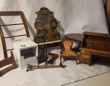 Dollhouse Miniature Broken Wooden Furniture Lot 1:12 Scale 11 Pieces