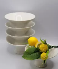 S/5 White Pedestal Fruit/Dessert Bowls in Style of Ben Seibel • Saki/Tea Bowls