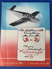 Vintage 1940s Beechcraft Bonanza Model 35 Aircraft Sales Brochure From A to Z