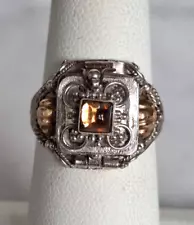 925 STERLING SILVER AND HIGH CARAT GOLD POISON RING RING SIZE 6.5