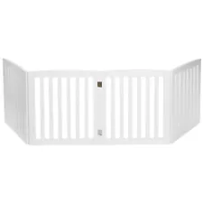 Wooden Dog Gate 4 Panels 24" Pet Gate Foldable Dog Fence for Indoor Stairs White