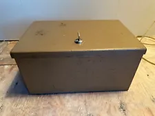 Vintage Rockaway Metal Tan Security Fire Proof Document Gun Cash Safe Box w/Key