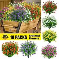 10 Pack Artificial Flowers Outdoor UV Resistant Boxwood Fake Plants Shrubs Decor