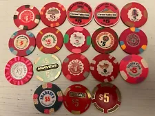 Vintage Las Vegas Casino Poker Chip $5 Lot Of 18 RARE Collectible NICE Gambling