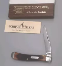 Vintage Schrade Old Timer 1940t Pocket Knife Gunstock Liner Lock X-Cond W/ Box