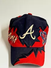 VINTAGE Atlanta Braves Hat Cap Snap Back Blue Red Shockwave Shatter MLB 90s DP