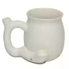 Premium Wake and Bake Ceramic Mug Dry Pipe Mug Coffee Cup White Smoking Pipe