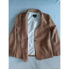 J Crew Women's 10 Regent Stretch Lined Stripe Blazer Coat Wool One Button Brown