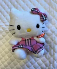 NEW Hello Kitty Pink Plaid Beanie Baby 2009 Sanrio TY Kawaii w Tag RARE