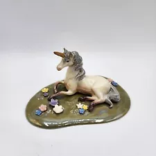 Hagen-Renaker Unicorn Figurine Retired #3040 Ceramic Horse with Horn Laying Down