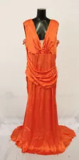 XPlusWear Women's Plus Prom Deep-V Ruched Maxi Dress LC7 Orange Size XL NWT