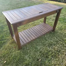 RARE Pottery Barn Chatham Wood Ultimate Bar Console Table Outdoor HONEY