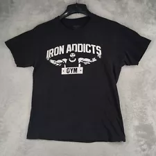 CT Fletcher Iron Addicts Gym T Shirt Mens Medium Black Short Sleeve Bodybuilding