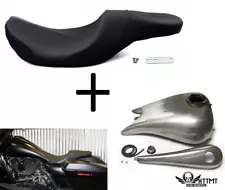 6.6 GAL STRETCHED FUEL GAS TANK 2-Up Seat For 08-17 Harley Touring Road King