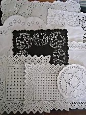 40 PC 8 STYLES SQUARE ROUND PAPER LACE DOILY CRAFT 5" 6" 8" 10" 12" Assortment