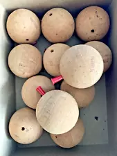 NOS 1 Doz 12 Vintage BIG 2” Natural Cork Ball Fishing Floats Bobbers USA NEW NIB