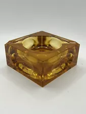 Orange ice cube Square ashtray by antonio imperatore, murano glass, italy, 1970