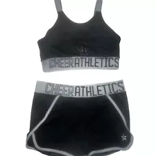 Cheer Athletics Women's Cheerleader Uniform Sports Bra & Shorts L XL Rebel Cheer