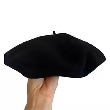 Vintage A. Aragon French Black Pure Wool Beret Rainproof Deluxe Size 56 10